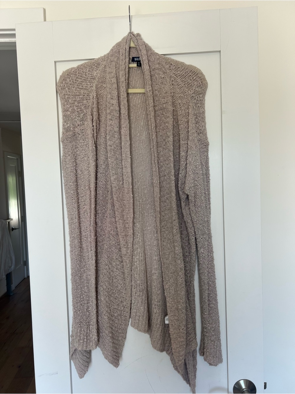 Tildon Open-Front Knit Cardigan in Taupe